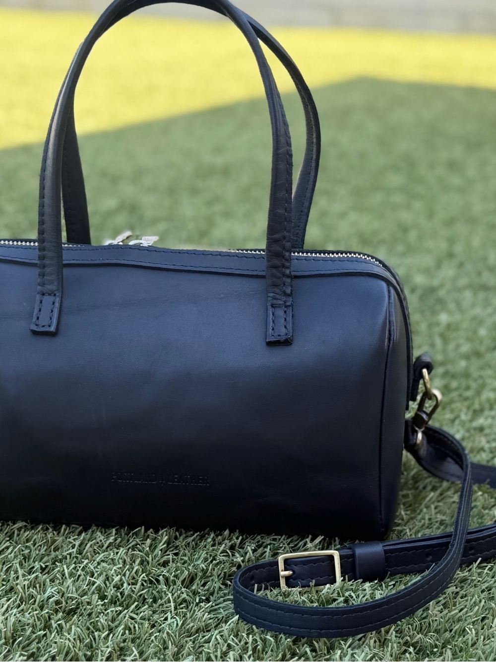 Portland Leather Black Crossbody Satchel